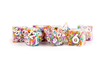 FanRoll by Metallic Dice Games - PREMIUM Handcrafted Sharp Edge Inclusion Dice (Sprinkles)