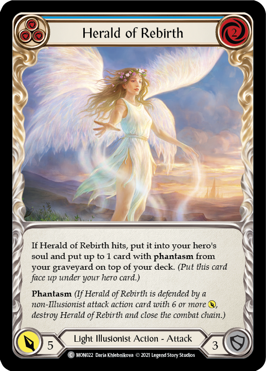 Herald of Rebirth (Blue) [MON022-RF] (Monarch)  1st Edition Rainbow Foil