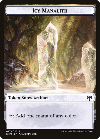 Elf Warrior // Icy Manalith Double-sided Token [Kaldheim Tokens]
