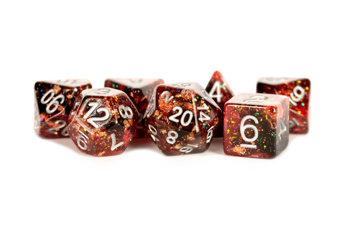 FanRoll by Metallic Dice Games - Colorful Eternal Resin Polyhedral DND Dice Set (Eternal Fire)