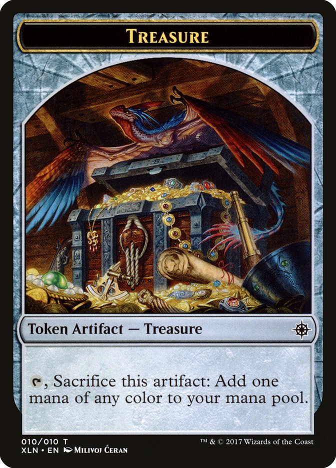 Saproling // Treasure (010) Double-sided Token [Explorers of Ixalan Tokens]