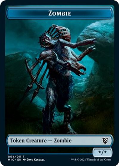 Zombie (005) // Zombie (004) Double-sided Token [Innistrad: Midnight Hunt Commander Tokens]