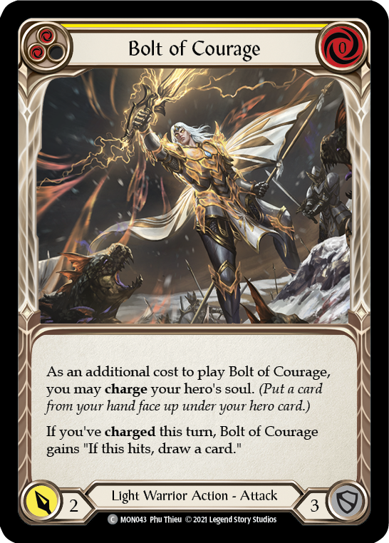Bolt of Courage (Yellow) [MON043-RF] (Monarch)  1st Edition Rainbow Foil