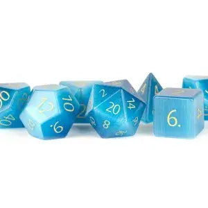 FanRoll by Metallic Dice Games - Gemstone Dice for High End DND Games (Engraved Aqaumarine)