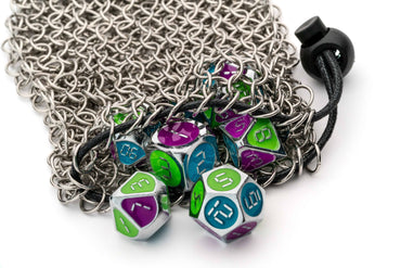 FanRoll by Metallic Dice Games - Silver Chain Mail Bag for Dice